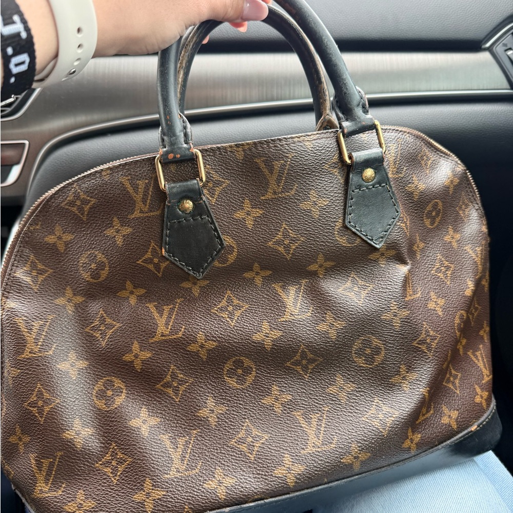 1993 Vintage Louis Vuitton Monogram Alma Satchel Brown and Gold Hardware